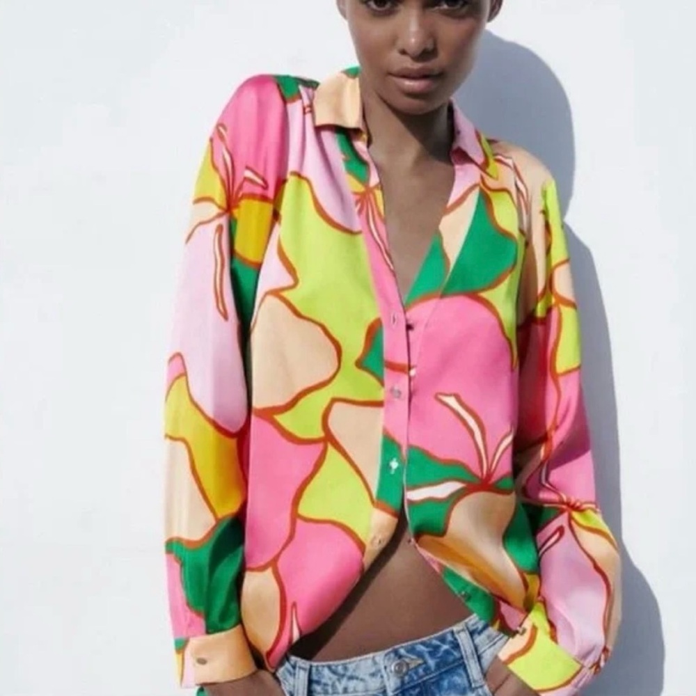 Brand new Zara floral print button down shirt